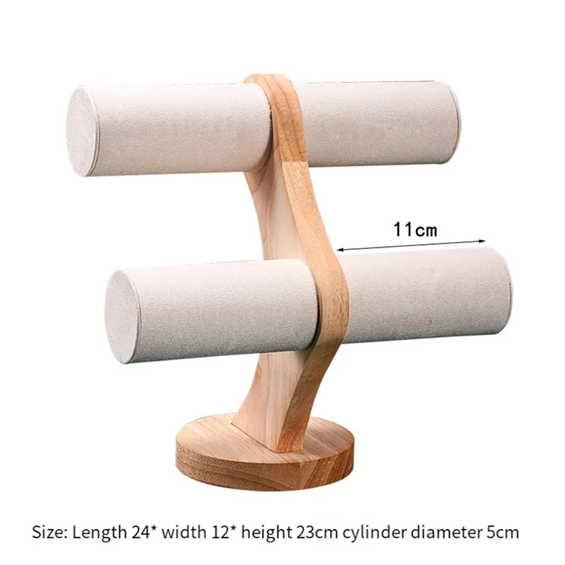 ABQR présentoir de bijoux en bois massif à 2 couches, organisateur de montre, support de rangement, emballage de bijoux, support d'accessoires d'affichage, 2