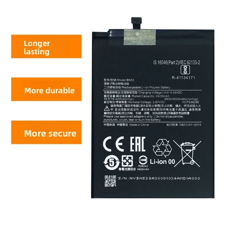 BN53 for Xiaomi Redmi Note 9 Pro Phone Battery 0 Cycle High Quality High Capacity Replacement Bateria Grade A Cell with Tools
