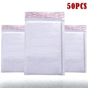 50 buah Tas Gelembung Tahan Air Film Pearlescent Kemasan Tas Ekspres Tas Paket Segel Otomatis Busa Putih Tas Pengirimanampul Tebal 8 bungkus gelembung penjualan terbaik - №