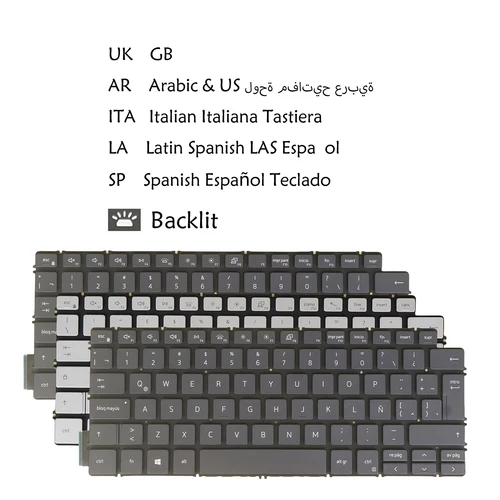 Teclado retroiluminado para Dell Vostro 3400 3401 3405 5300 5301 5390 5391 5401 5402 5490 0NWD23 0WCH78 árabe Reino Unido LA español italiano