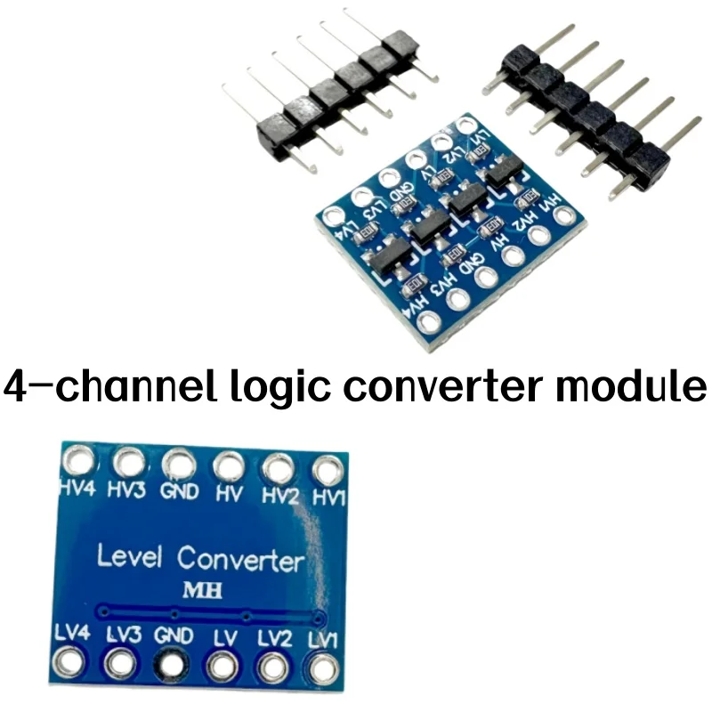 4-Channel Logic Level Converter Module Bidirectional 3.3V-5V Shifter with Headers (Need Solder) for I2C SPI UART