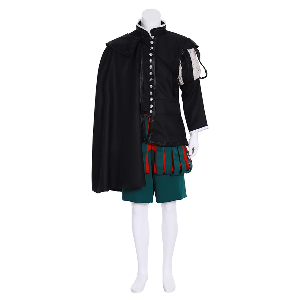 

Medieval Renaissance Elizabethan Cosplay Costume Men's Tudor Fancy Suits with Cape Victorian Court Theme Party Ball Gown