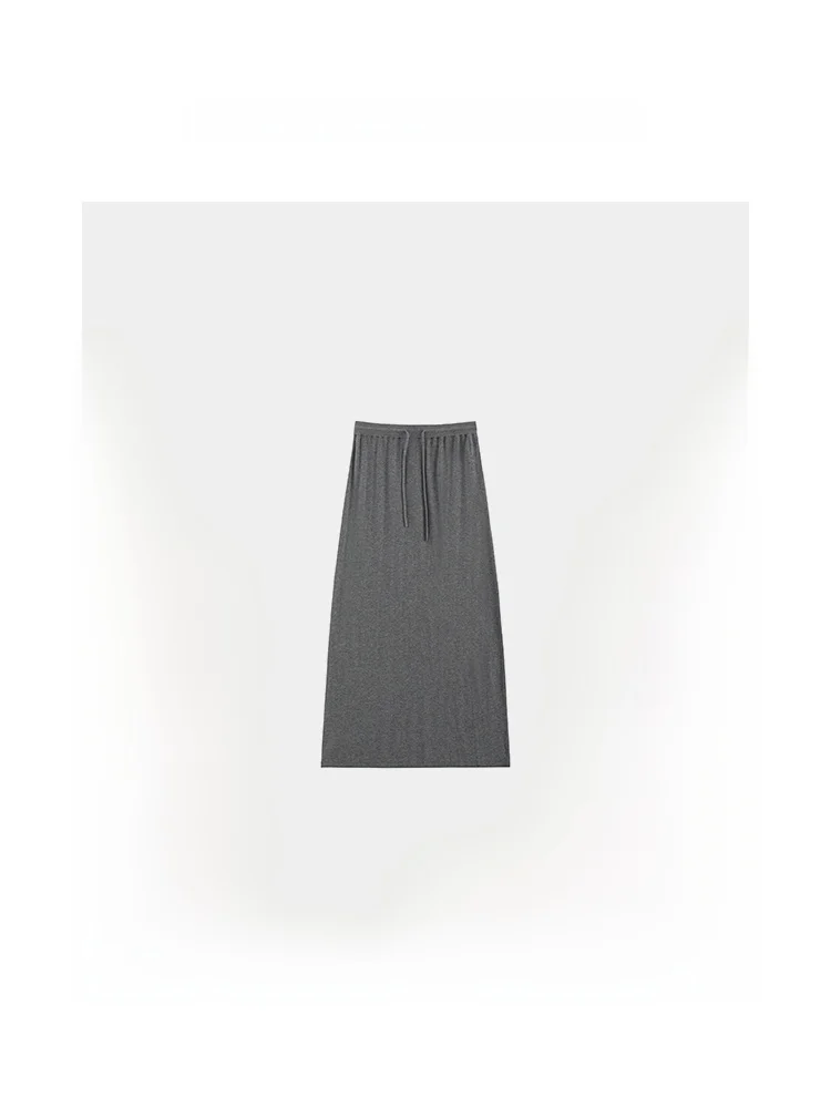 

High Waist Slimming Soft Woolen Cotton Knitted f Skirt Elastic Waist Loose Feeling Commute Sle Women's Faion