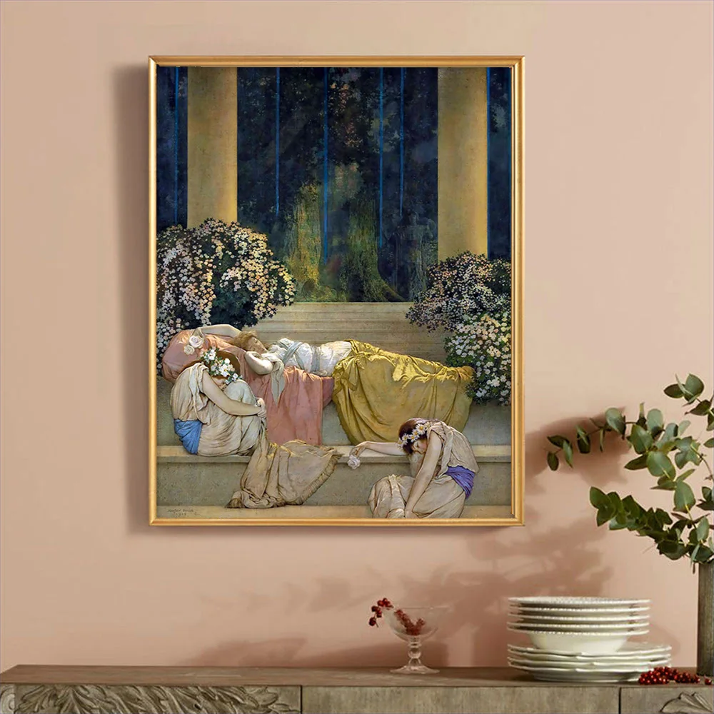 

The Sleeping Beauty in Wood Vintage Poster Canvas Painting Reproduction Wall Art Picture Home Decoration Print Retro Art