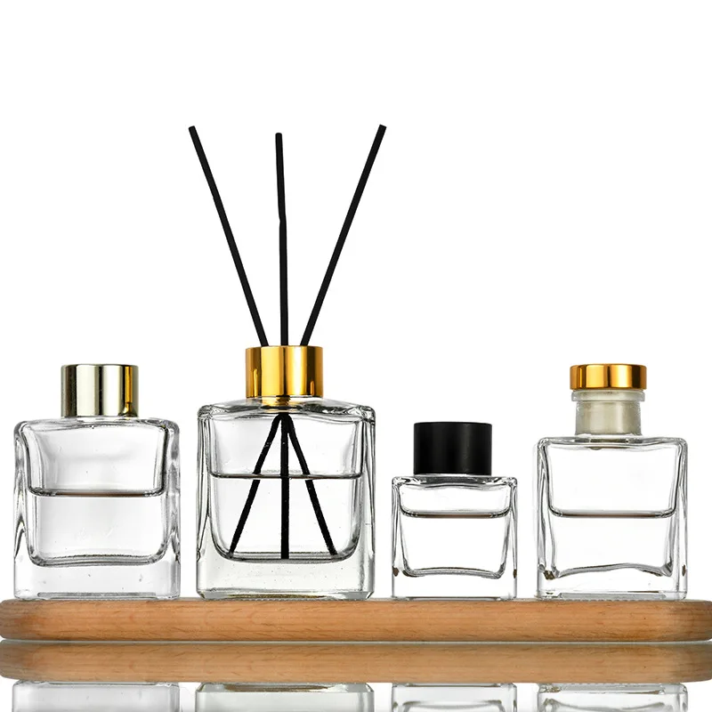 3PCS 50/100/150ml Square Perfume Glass Empty Bottle Essential Oil Diffuser Decorative Fragrance Bottle