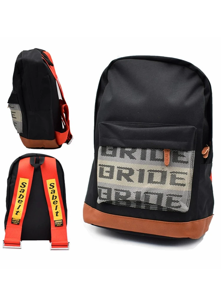 حقيبة ظهر على طراز JDM تاكاتا، حزام أمان للسباقات، حقيبة سفر معدلة بحمالة كتف مزدوجة، تصميم عصري بنمط متدرج للمناسبات الترفيهية
