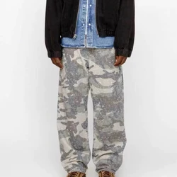 NIGO Men's Seasonal Washed Camouflage Straight Casual Denim Pants Ngvp #nigo9261