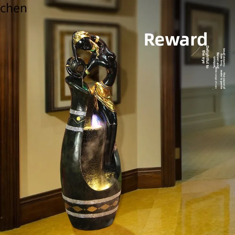 HT  Flowing Water Fountain Floor Ornament Living Room Garden Courtyard Feng Shui Wheel Home Wealth Attraction Opening Export