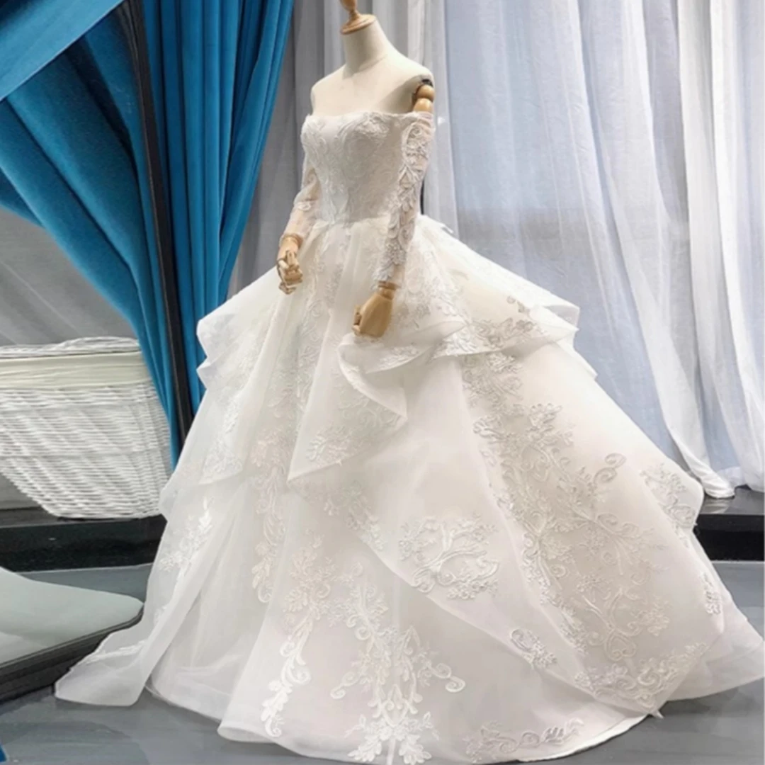 Affascinanti abiti da sposa messicani manica lunga con spalle scoperte in pizzo Applique corsetto gonna gonfia abiti da sposa abiti da sposa vestido de casame