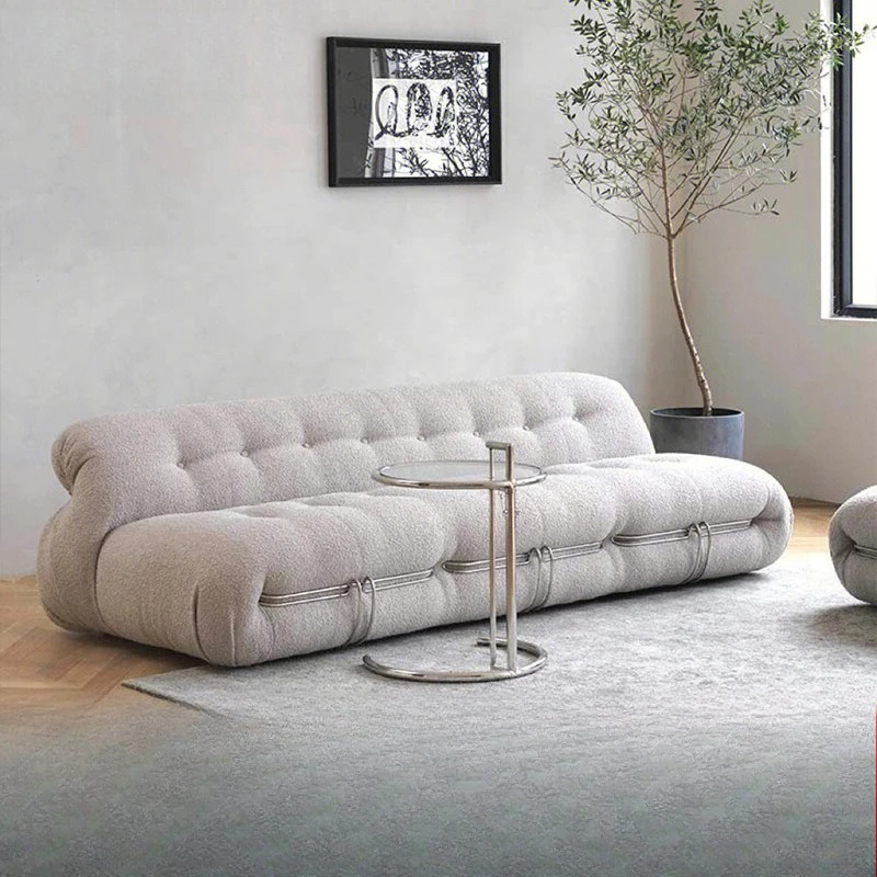 

Cream Wind Shaped Sofa Living Room Apartment Homestay Steel Teeth Hippo Sofa Modern Simple Designer Furniture