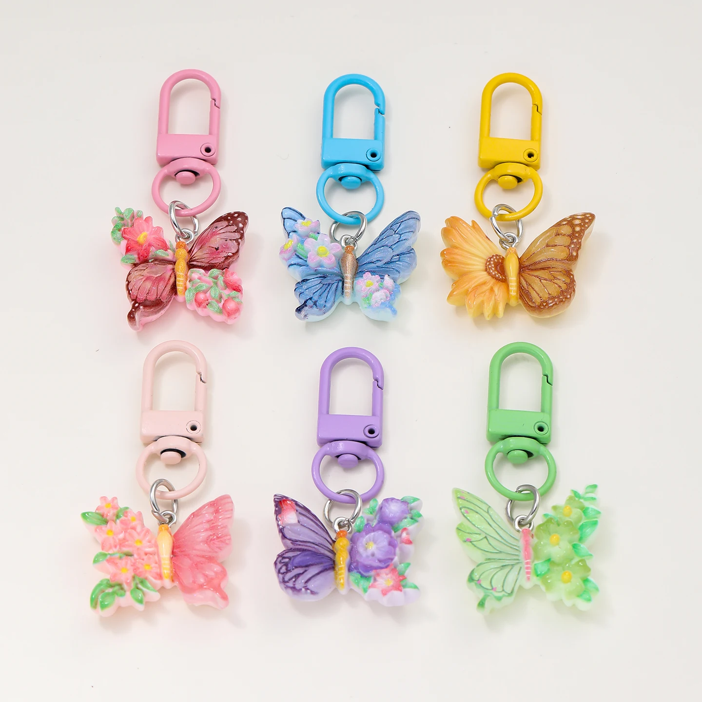1pc Colorful Butterfly Keychain Oil Painting Flower Forest Beautiful Creative Pendant Creative Student Gift DIY Jewelry Making