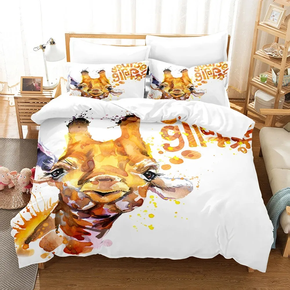 

Cute animal Bedding Set Single Twin Full Queen King Size Giraffe Bed Set Aldult Kid Bedroom Duvetcover Sets 3D Print 030