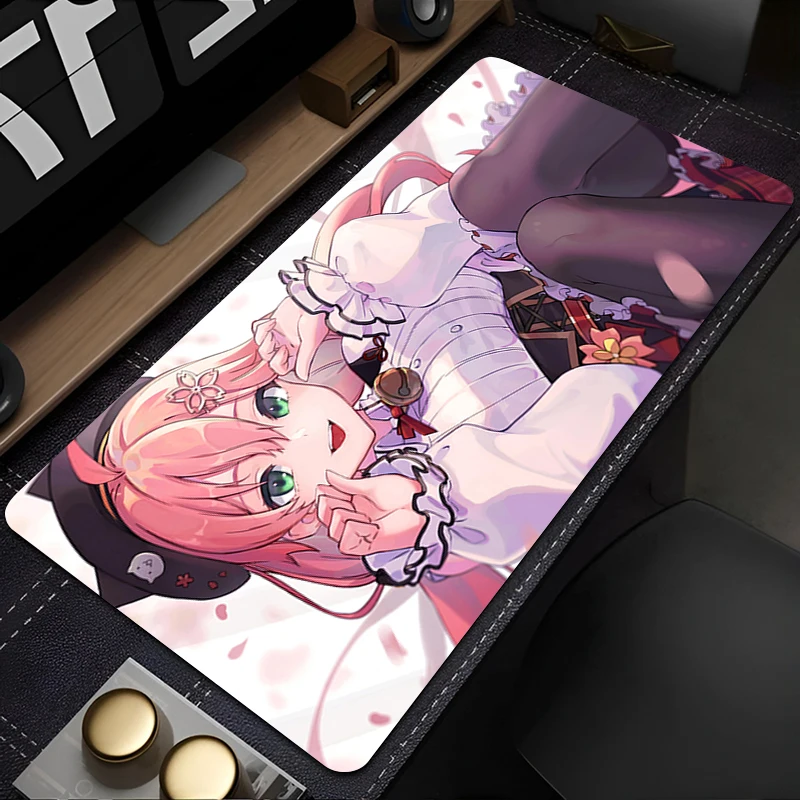 

Mouse Pad PC Gaming Accessories Keyboard Pad Hololive Sakura Miko Desktop Mouse Mat Laptop Pink Anime Girl Mousepad HD Table Mat