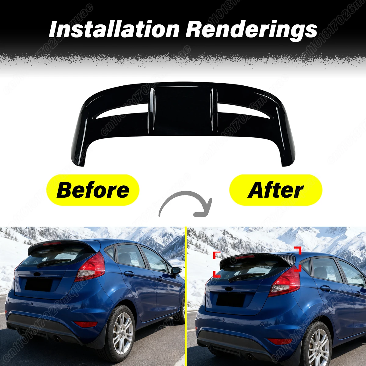 لفورد فييستا MK6 MK7 2008 2009 2010 2011 2012 2013 2014 2015 2016 2017 ST نمط السيارات الخلفية العلوي الثابتة الجناح طقم الديكور