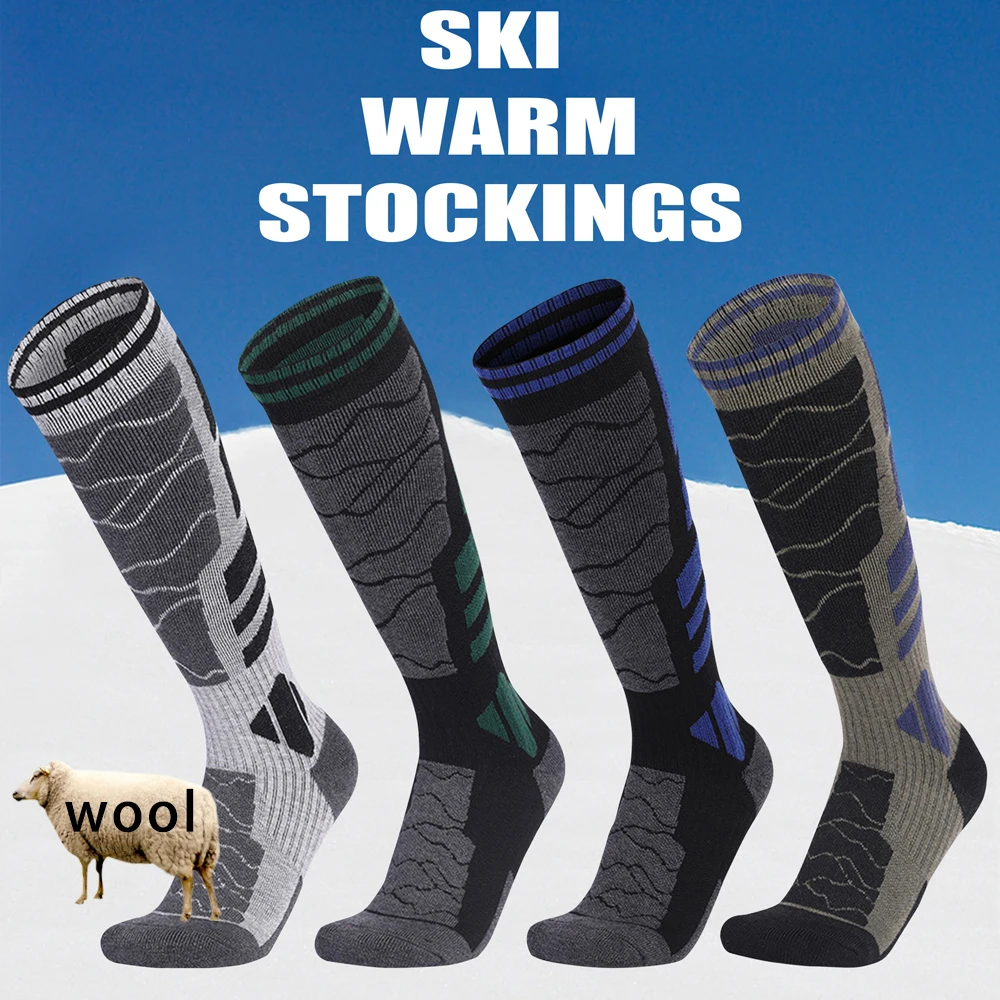 1 Pair Merino Wool Thermal Socks Men  Winter Long Warm Compression Socks For Ski Hiking Snowboarding Climbing Sports Socks