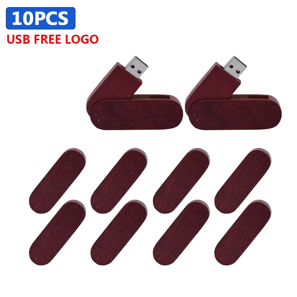 

10PCS LOT Wooden Rotatable Pen Drive 128GB Free Custom Logo USB Flash Drive 64GB Real Capacity Memory Stick 32GB Wedding Gift