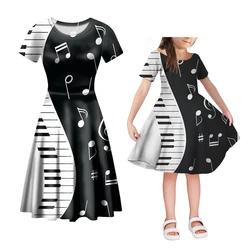 Noisydesigns Women's Dress O-Neck Musical Notes Print Loose Mom And Daughter Dress Family Party Parent-Child Outfits Dropship