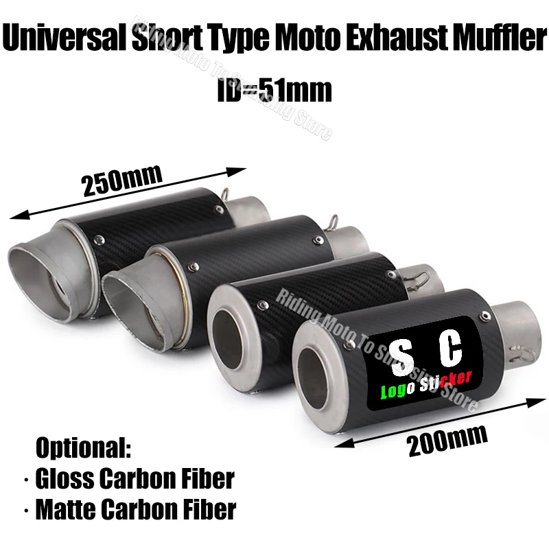 

51mm Universal Shorter SC Motorcycle Exhaust Muffler Escape for Kawasaki Yamaha Suzuki Honda CF ETC Motocycle Exhaust Retrofits