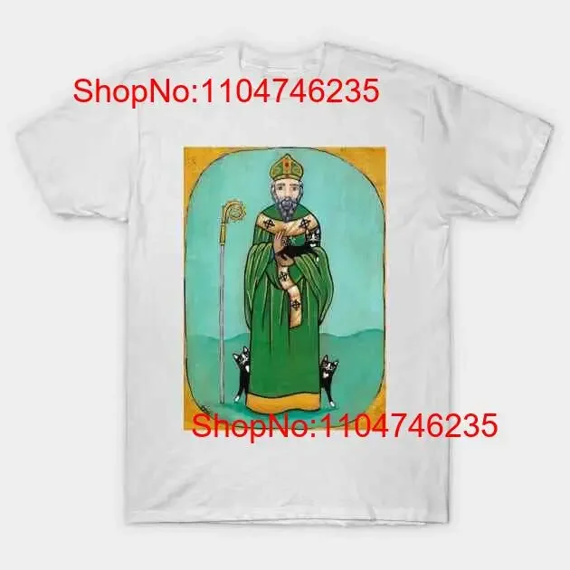 

Забавная хлопковая футболка со Святым Патриком и кошками 100, винтажная стираная эластичная универсальная стильная дизайнерская одежда для дома