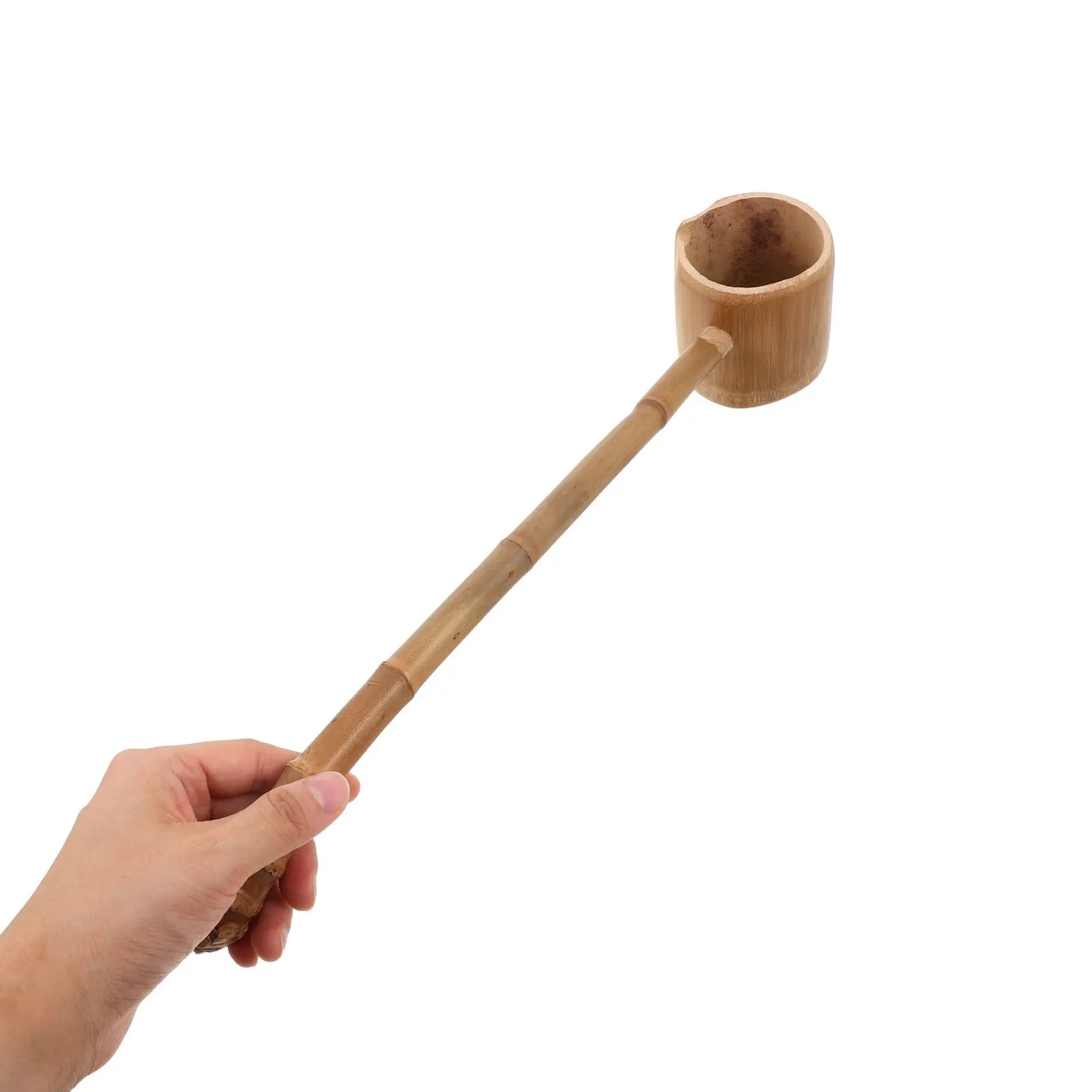 Bamboo Water Ladle with Long Handle Prayer Hand Cleansing Spoon Dipper Scoop for Spa Ceremony Garden Beverage Washing