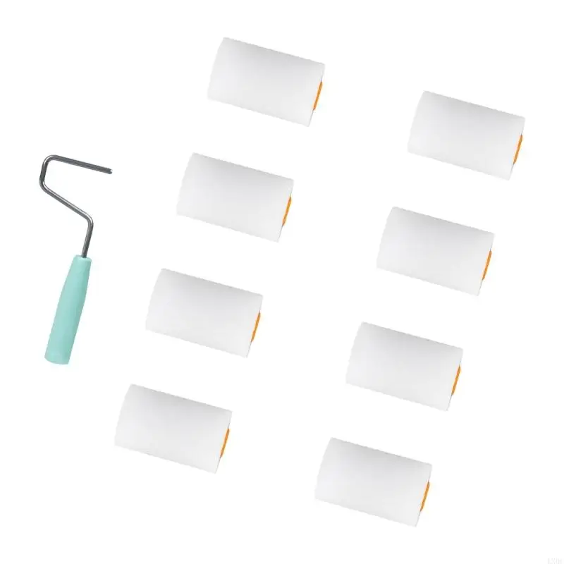 LX0C 9pcs Paint Roller set Mini Foam Rollers Upgrades for Detailed Work & Small Areas