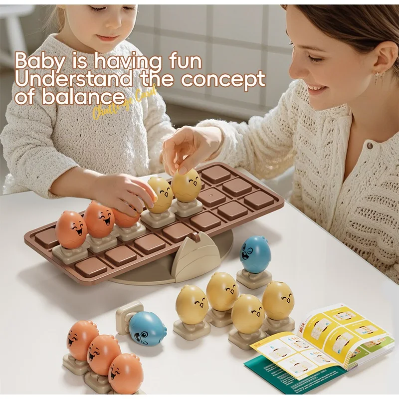 Chicken Seesaw Balance Game, Montessori Educational Toy, 40-Level Challenge Cards, Cute Egg-Shaped Chicken Balance Toy for Children Aged 3 and Above, Family Interactive Game, Abs Eco-Friendly Plastic, Rounded Edges Without Burrs, Pieces Are Stable and Not Easy to Fall Off, Meets Children's Toy Safety Standards, Suitable for Birthdays, Parties, Christmas, Halloween, Easter, National Day, Children's Day, Suitable for Boys and Girls