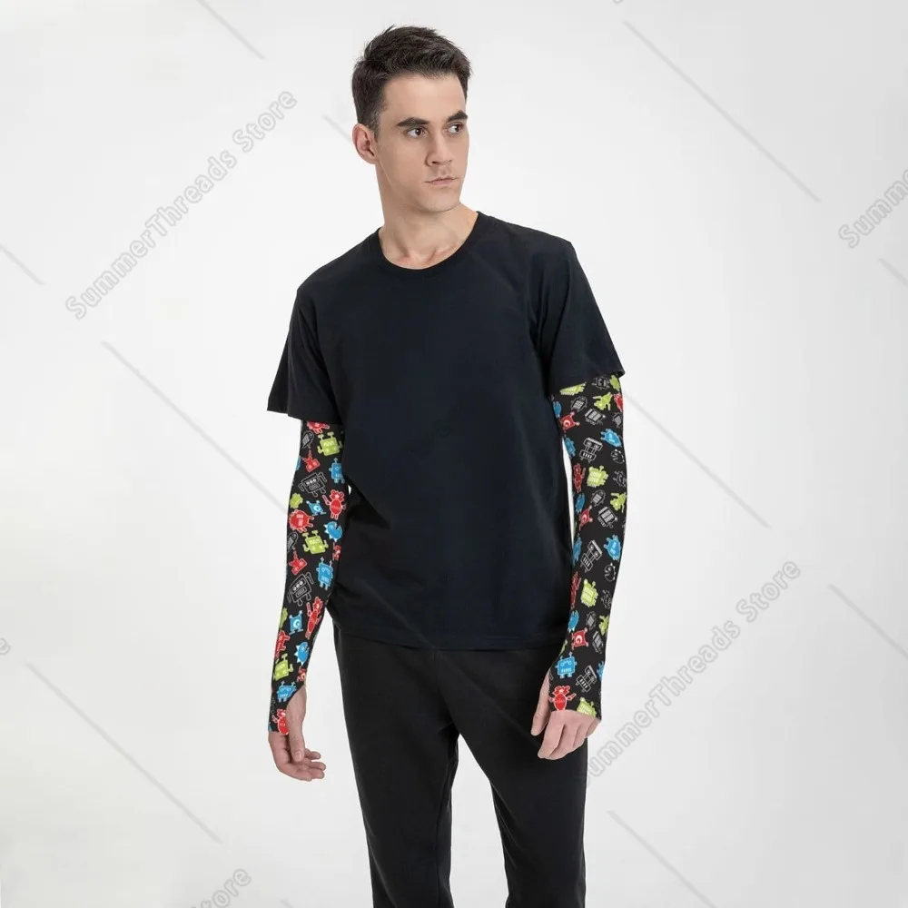 Abstract Cartoon Robot Arm Sleeves For Men Women - Cooling Sun Protection Sports Arm Sleeves To Cover Arms