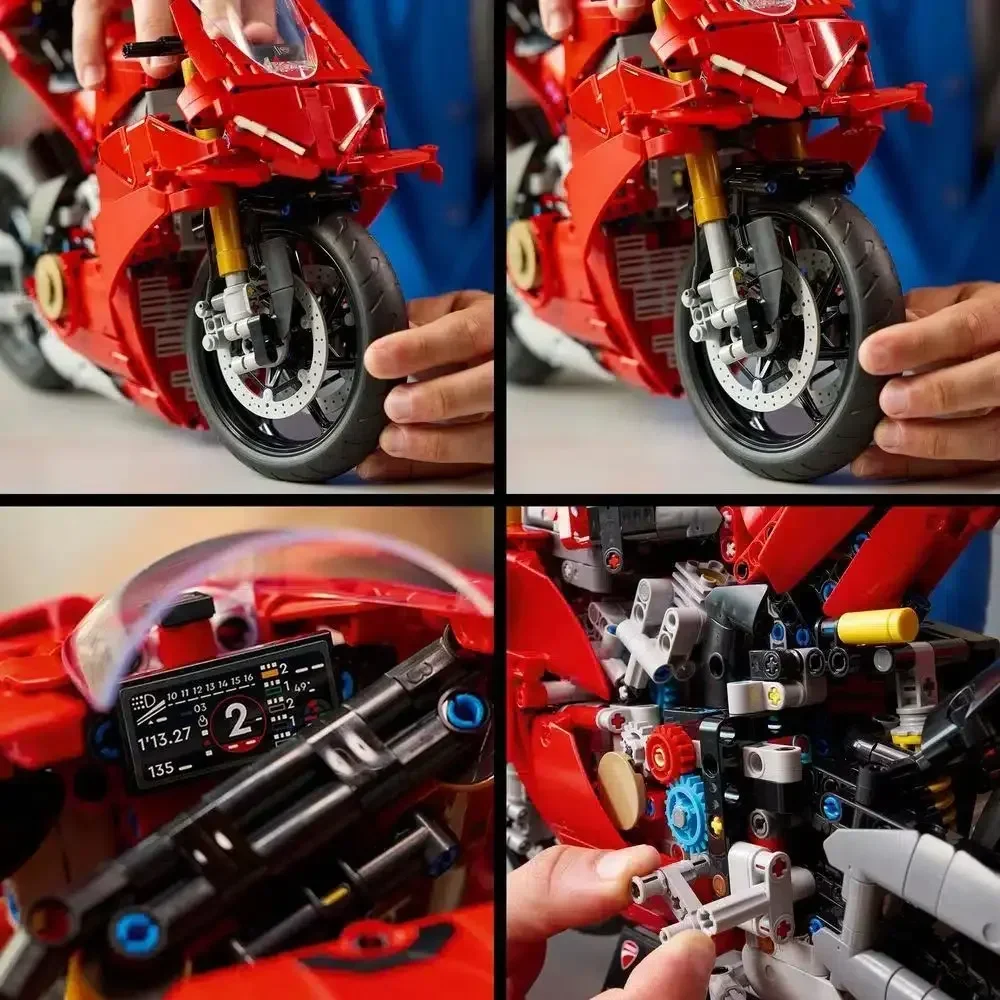 

1603pcs Technical V4 S Motorcycle Building Blocks Mechanical Model DIY Bricks Toys Kids Educational Gift Compatible 42202