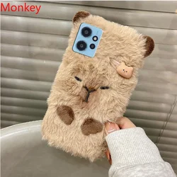 Ins Korean Cute 3D Capybara Soft Case For Xiaomi Redmi 13C 12C 10A 10C 9T 9A 9C Note 13 12 11 10 9 S 12S 11S 10S Furry Fur Cover