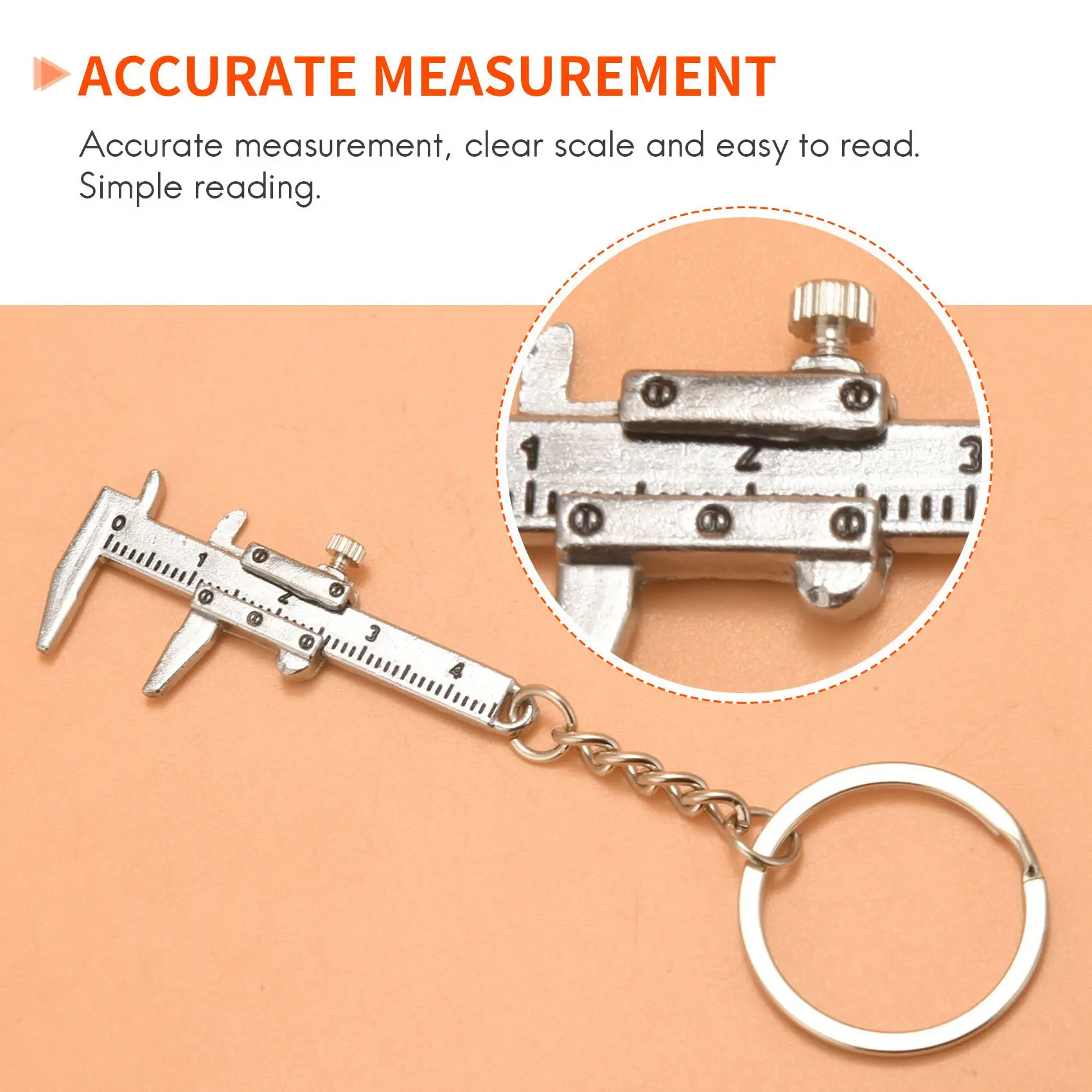 Útil mini vernier caliper ferramenta pingente slider slides chaveiro chaveiro 10cm