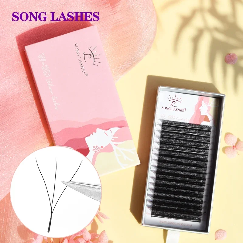 SONG LASHES 16 Rows 3D W Rows False Eyelash Extension Lashes Pure Darker Black Women Cosmetic Makeup Tools and Supplies