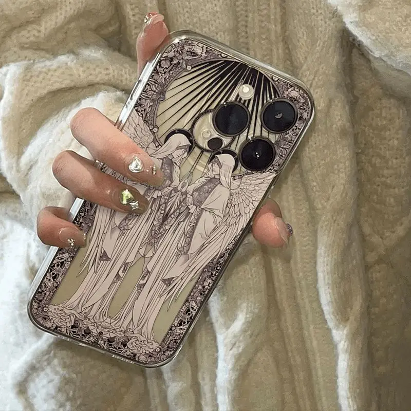 العصور الوسطى ريترو كيوبيد الملاك قضية الهاتف آيفون 16 15 14 13 12 11 Mini Pro Max X XR XSMax 7 8 Plus SE2020 حافظة لهاتف Funda #5