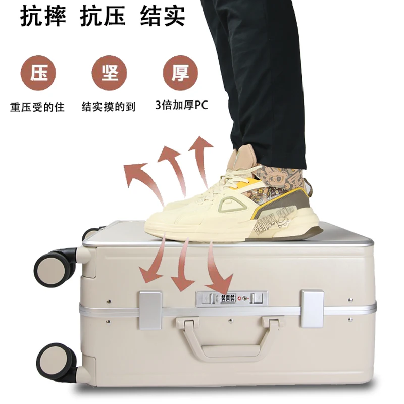 ใหม่กระเป๋าเดินทาง 20 นิ้วกรอบอลูมิเนียม Boarding Box ผู้ชายและผู้หญิงขนาดเล็กเดินทางรหัสผ่านกล่องสูงทนทานรถเข็นกล่องกระเป๋าเดินทาง