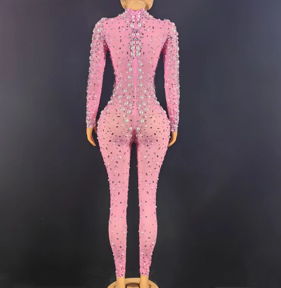 مونو موهير مثير اللؤلؤ الترتر قطعة واحدة ارتداءها نادي السروال القصير النساء مهرجان الموسيقى ملابس السيدات نحيل حجر الراين حللا