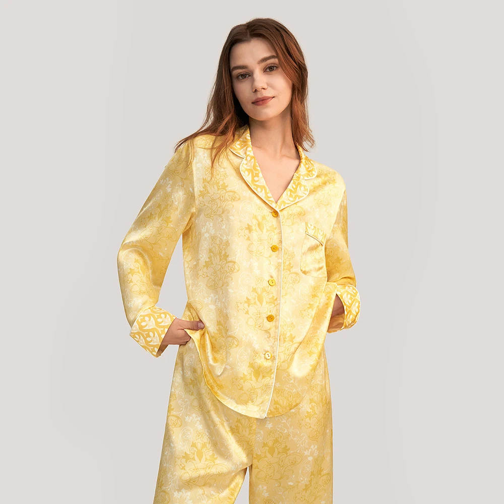 LILYSILK 19 Momme Golden Lily Silk Satin pigiama Set 2022 New Femme Casual 2 pezzi Sleepwear Suits tuta da donna spedizione gratuita