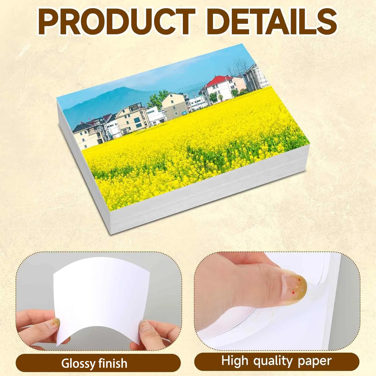 HUSPER 100 Sheets 3R Glossy Photo Paper 3.5x5 Inch 180/200/230Gsm Inkjet Compatible with Grey Back for Home Office Use