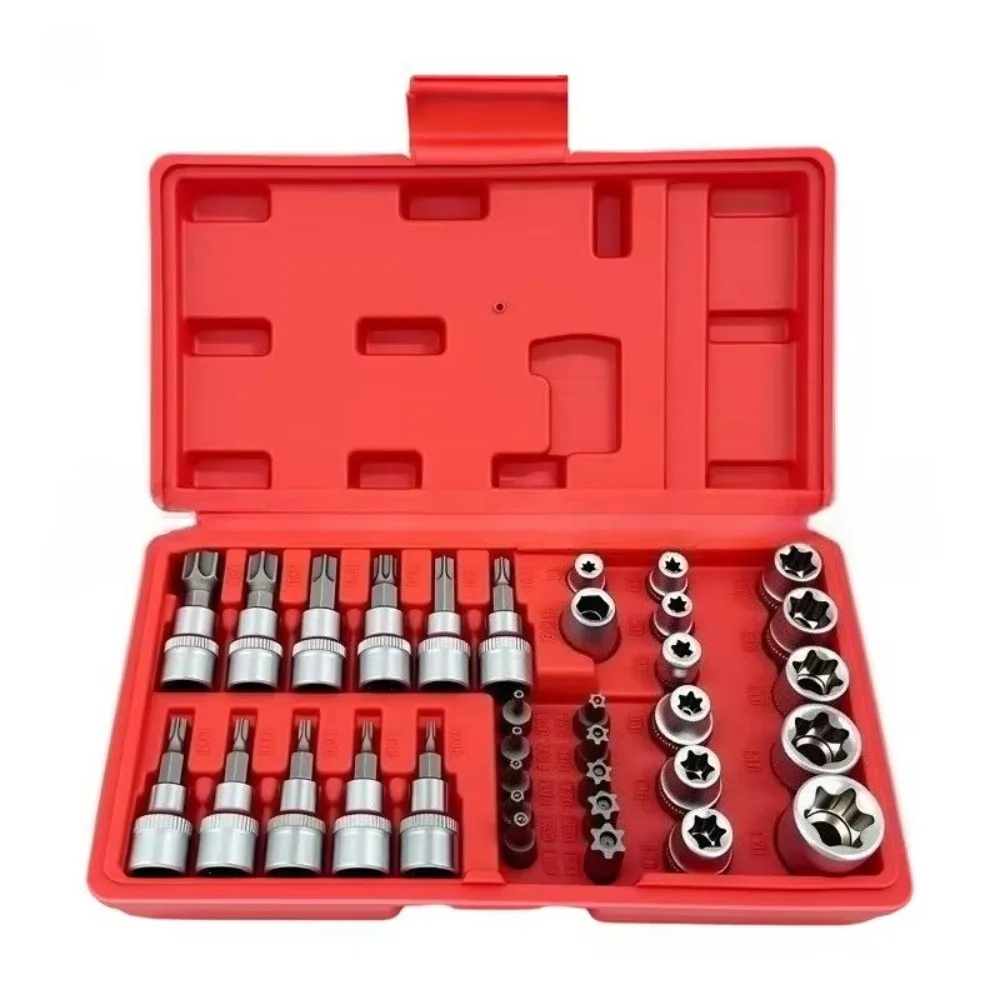 

34 PCS Power Tool Wrench Set Chromium-vanadium Steel High Hardness Bit Set Durable Blue/Red Case Repair Tools Wrench