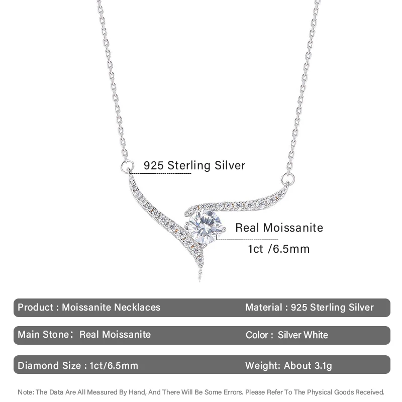 D Color 1ct Moissanite Luxury High Sense Diamond Pendants Necklaces For Women Certified Original 925 Silver Necklace Trend 2024