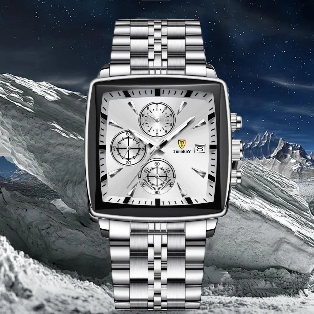 Premium Men's Quartz Watch Gift Box - Waterproof Luminous Chronograph Sports Watch Multi-function