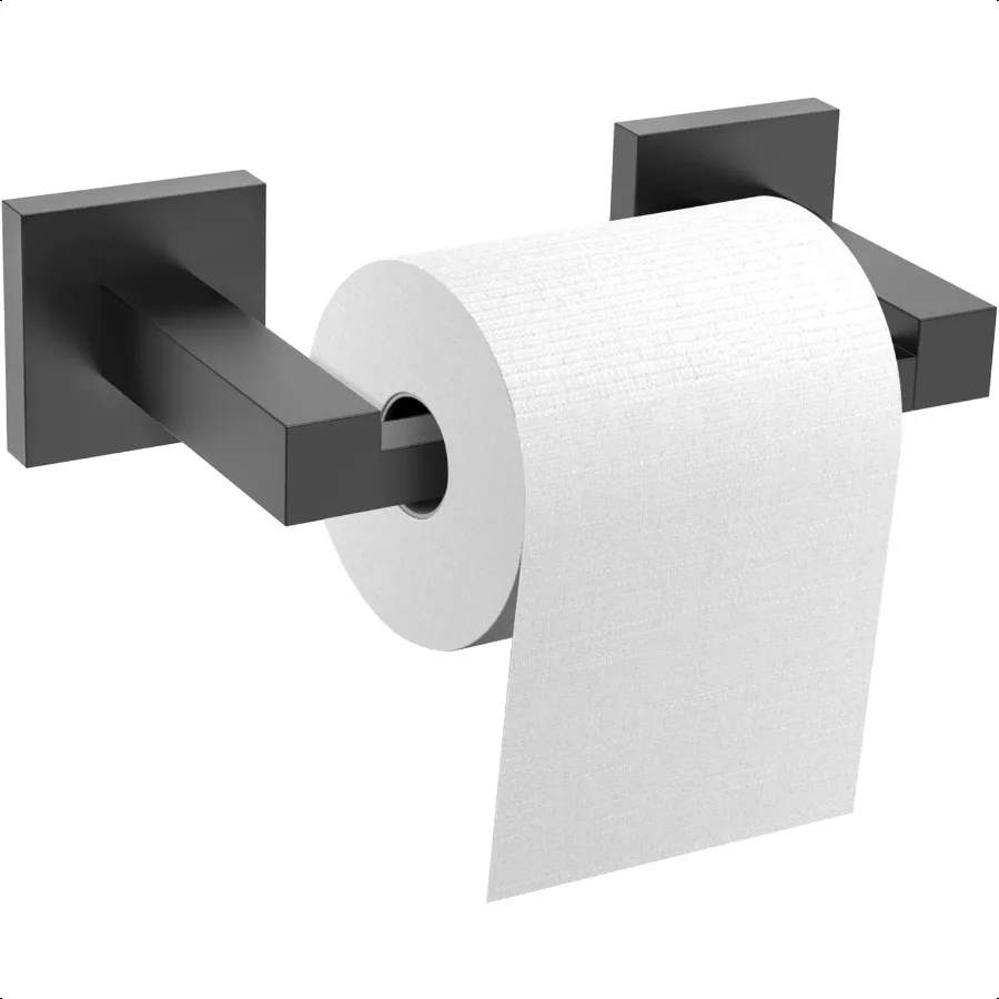 

Matte Black Toilet Paper Holder Wall Mount SUS304 Stainl Steel Paper Towel Holder Double Base Large Bathroom Toilet Tissue Roll