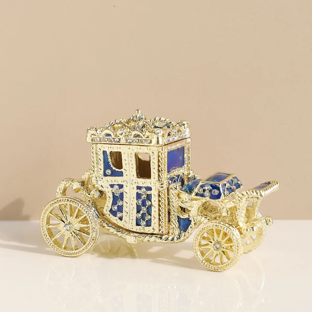 1Pc Vintage Royal Carriage Style Enameled Trinket Box Hinged, Unique Gift for Family