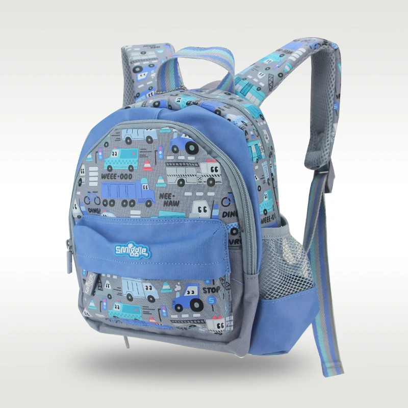 حقيبة مدرسية للأطفال حقيبة ظهر كتف للأولاد شاحنة خلاط رمادية kawaii1-4 سنوات 11 بوصة