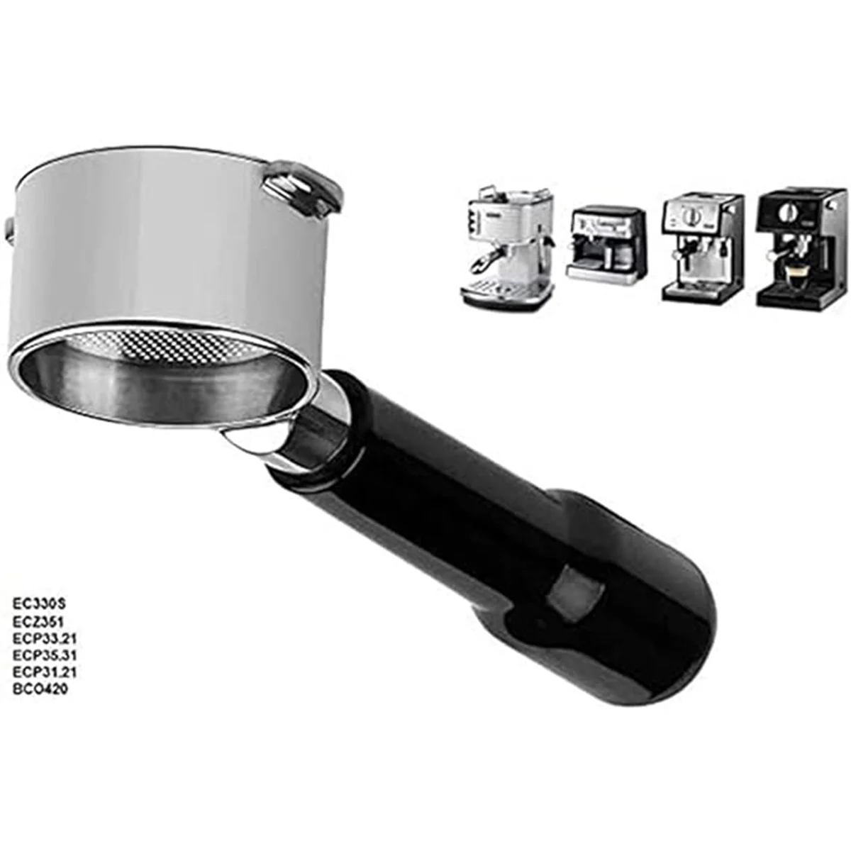 

B13C 51mm Portafilter for Delonghi ECP3420 EC155 BCO430 EC260, 51mm Bottomless Portafilter 2 Ears Replacement Parts