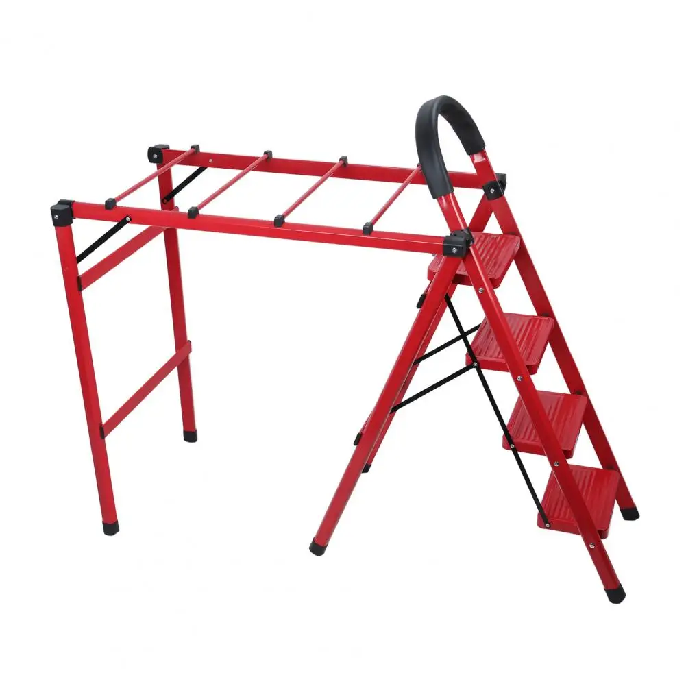 Foldable Drying Rack with Non-slip 4 Step Ladder, 330lb Load Clothing Shoes Drying Holder, Standing Laundry Hanger Rack for Room