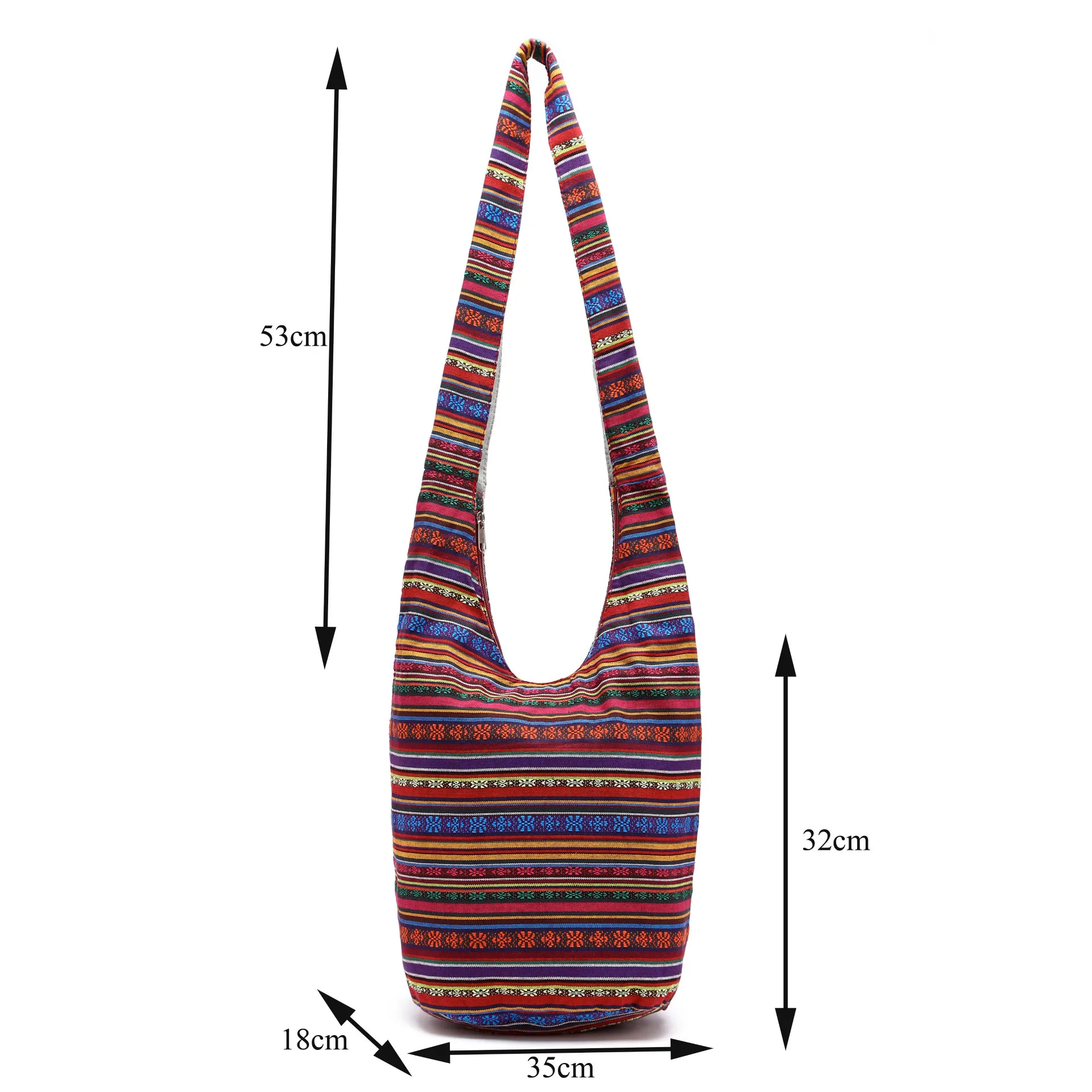 Boho Crossbody Bag for Women\'s Bucket Shoulder Bags Ladies Ethnic Canvas Casual Shopping Travel Stock Messenger Bag Hippie Tote