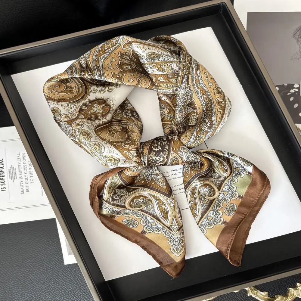 

Роскошный квадратный шарф с имитацией шелка и принтом, женский весенний галстук на шею, шаль, женские волосы, головной платок на запястье, хиджаб, бандана