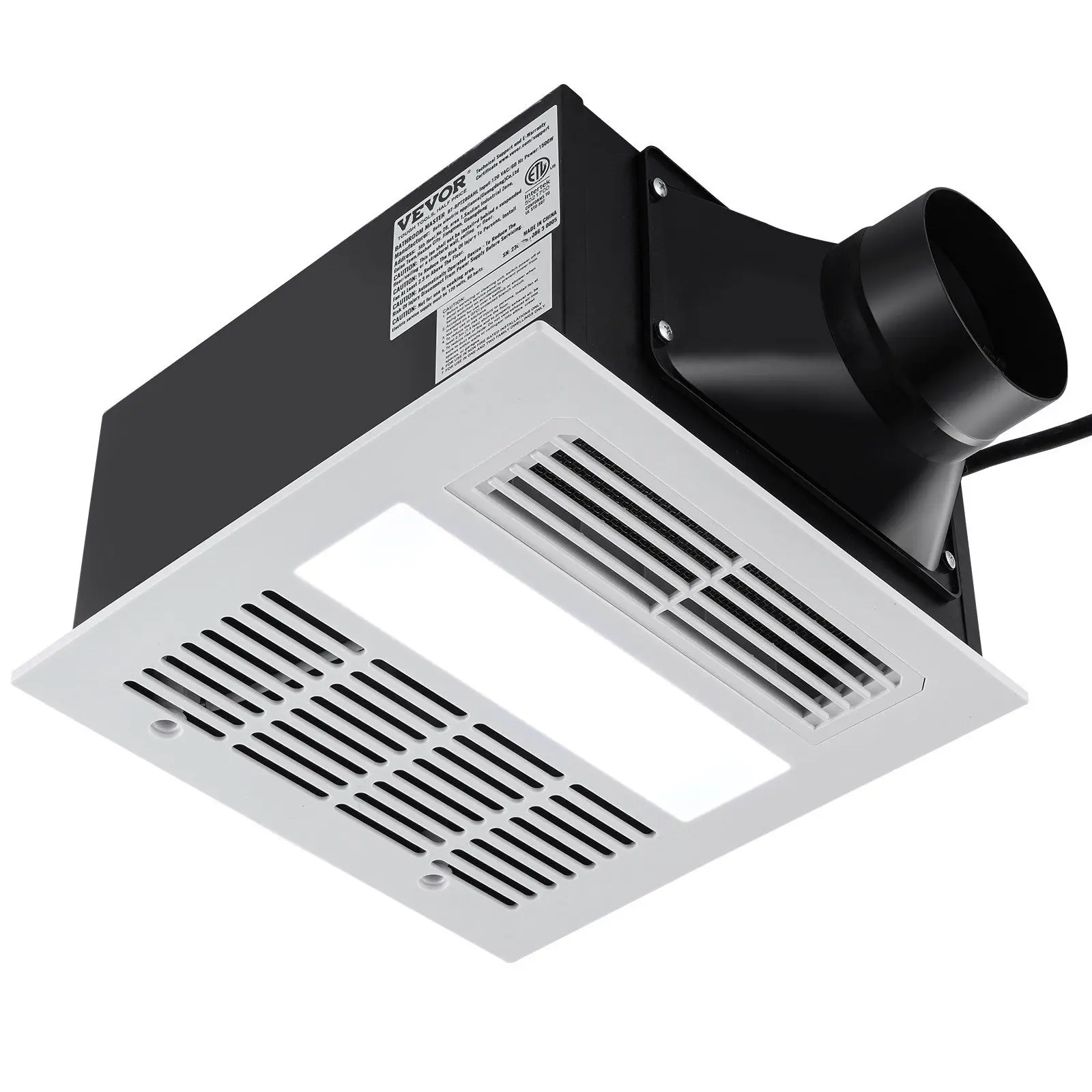 

1500W Bathroom Exhaust Fan with Heating 110 CFM High-Efficiency Ventilation 1.5sones Low Noise Energy-Saving