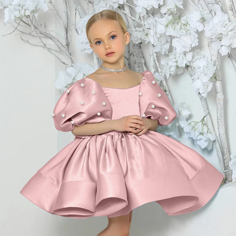 Girl Princess Dress White Bridesmaid Dress For Girls Elegant Dresses Summer Kids Dress Vestido Pageant Party Birthday Ball Gown