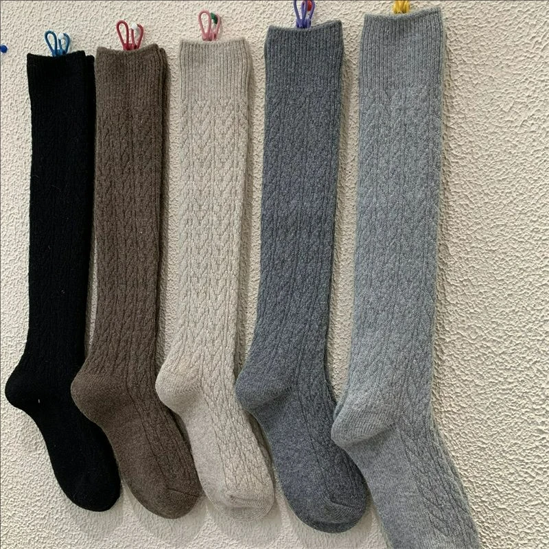 Retro Women Stockings New Fashion Autumn Casual Solid Color Japanese Style Warm Socks for Woman Soft Winter Knee High Socks Long