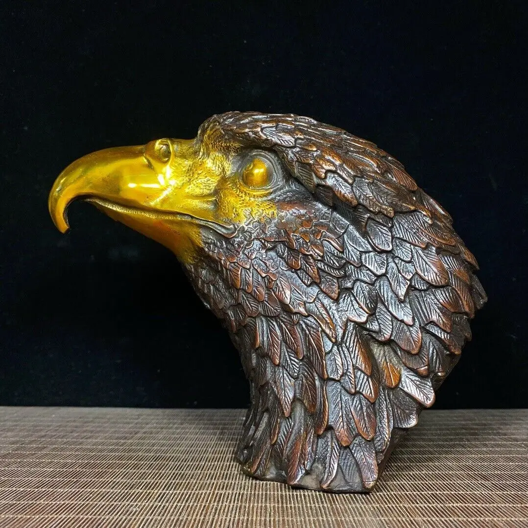 Home decor bronze sculpture eagle hawk head statuary 8 inch